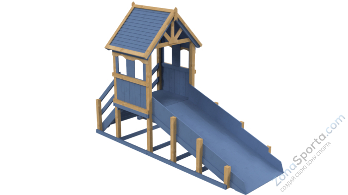 Зимняя деревянная заливная горка Теремок (масло) Зимняя деревянная заливная горка Теремок (масло)