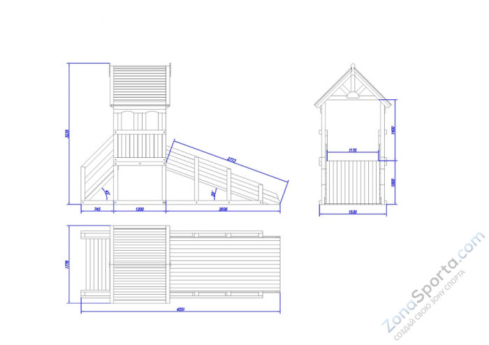 Зимняя деревянная заливная горка Теремок (масло) Зимняя деревянная заливная горка Теремок (масло)