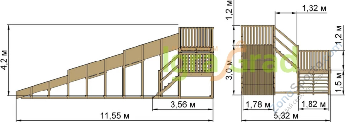Зимняя горка IgraGrad Snow Fox скат 10 м (мод. 2) без окраски Зимняя горка IgraGrad Snow Fox скат 10 м (мод. 2) без окраски
